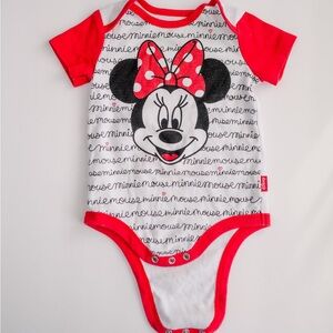 Disney Baby Minnie Mouse Onesie 6-9M Red Bow Graphic Bodysuit